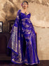 Vasthrlay Vasthrlaywomensbluesatinethnicmotifprinttasselsandlatkanssareewithunstitchedblousepiece Sareeforwoman Designersareeforwomen Rj Ethnic Wear