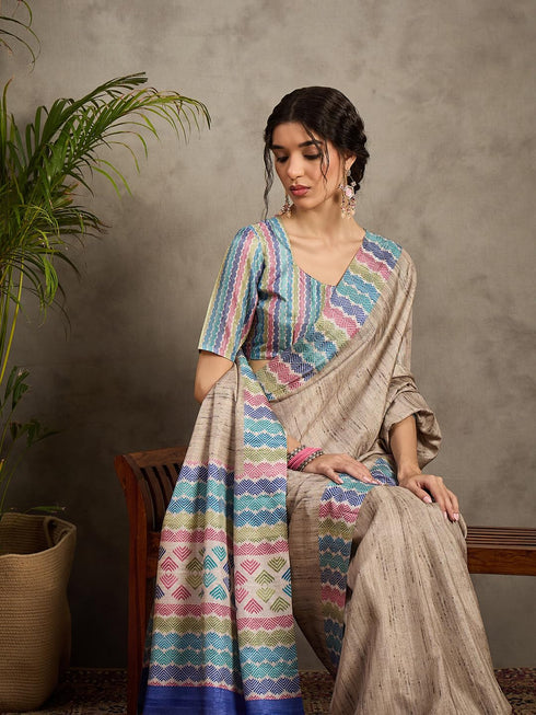 Vasthrlay Georgette Madhubani Unstitched Su Ethnic Wear