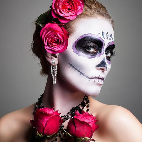 Punk Halloween Earrings for Women Spooky Skull Skeleton Dangle Earrings
