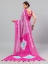 Vasthrlay Pink Floral| Solid| Striped Design Georgette Saree With Unstitched Blouse Piece