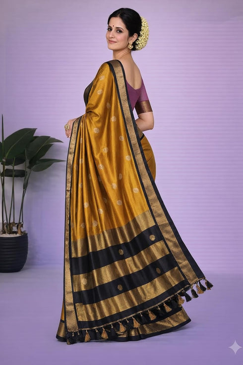 Vasthrlay Traditional Matching Unstitched Orangeblack