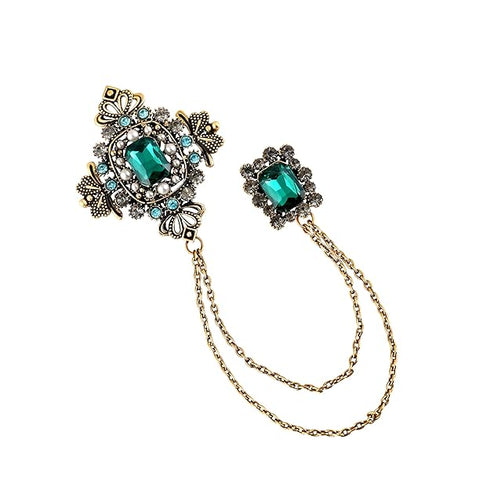 Mahi Victorian Style Artificial Pearl | Crystal Sherwani Brooch Pin