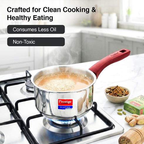 Prestige Platina Popular Stainless Steel Pan with Glass Lid