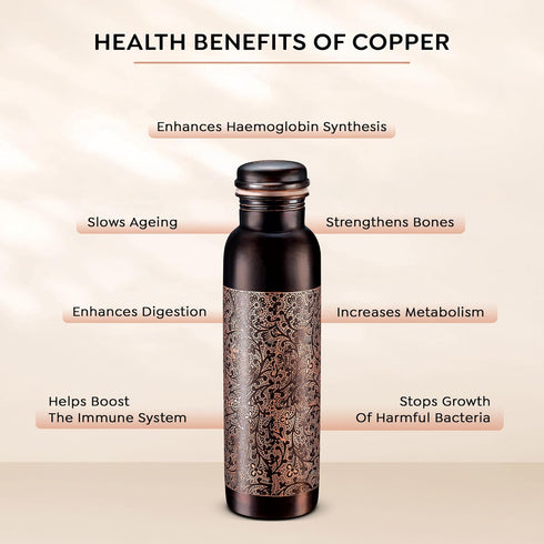 Rustic Copper Water Bottle - 750 ml