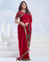 Vasthrlay Georgette Boarder Unstitched Red Saree