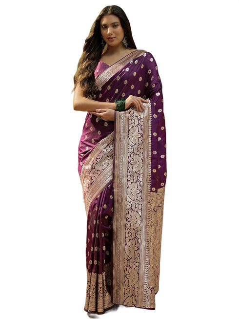 Vasthrlay Kanjivaram Jacquard Unstitched Pink Saree