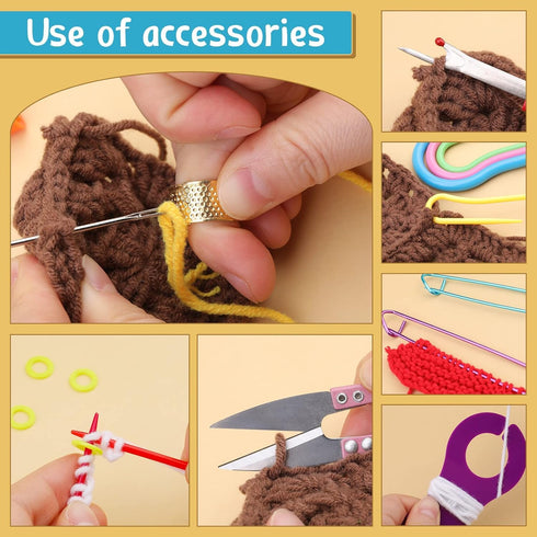 118 PCS Crochet Hook Set & Knitting Needles Kit for Beginners