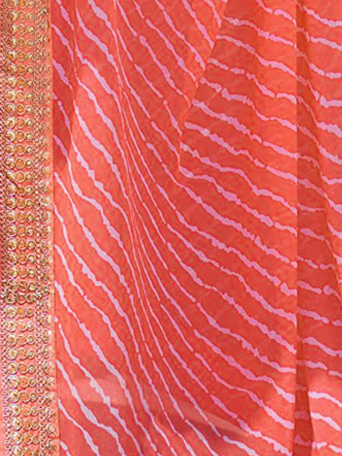Vasthrlay Georgette Embroidery Unstitched Pink Saree