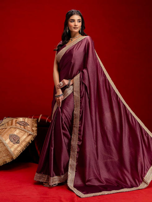 Vasthrlay Georgette Embroidery Pink Saree