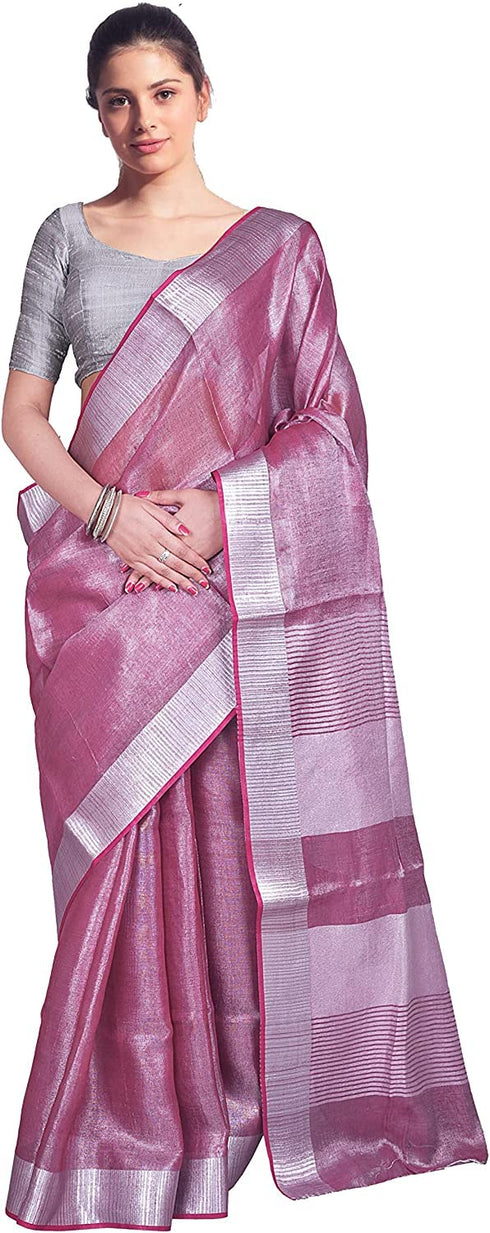 Vasthrlay Attractive Handloom Bhagalpuri Metallic Silver Green