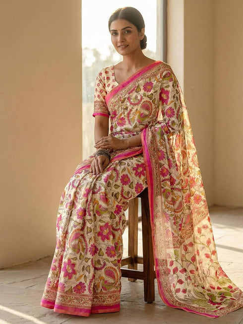 Vasthrlay Printed Peach1 Saree