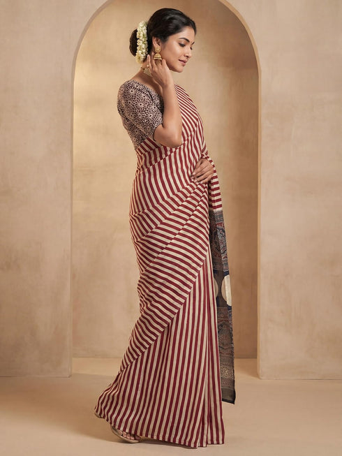 Vasthrlay Maroon Malgudi Printed Ethnic Wear