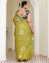 Vasthrlay Chanderi Printed Unstitched Blue Saree
