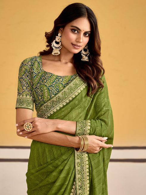 Vasthrlay Georgette Embroidered Unstitched Designer Ethnic Wear