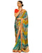 Vasthrlay Bandhani Embroidery Teal Blue And Multi Saree With Unstitched Blouse Piece