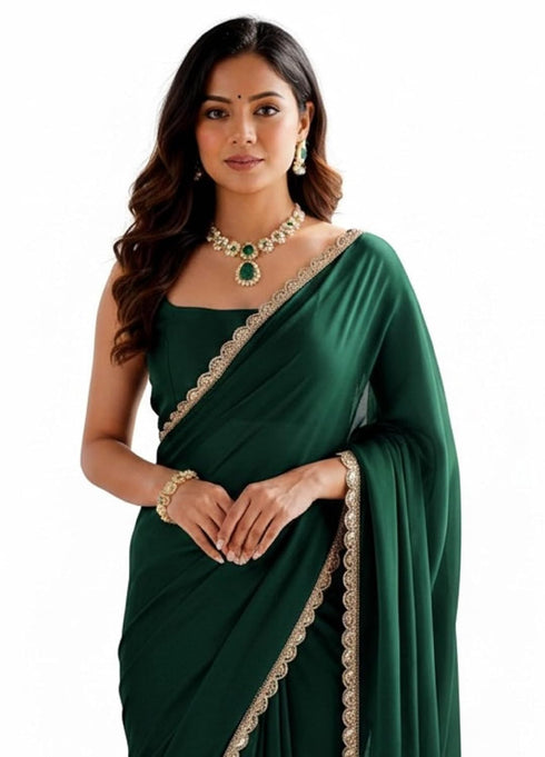 Vasthrlay Georgette Readymade Scalloped Unstitched Ethnic Wear