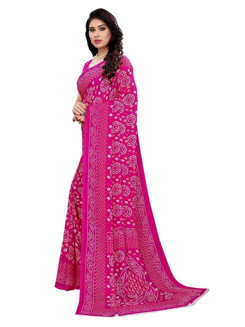 Vasthrlay Georgette Bandhani Printed Maroon Saree