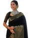 Vasthrlay Banarasi Jacquard Black And Golden Saree With Unstitched Blouse Piece