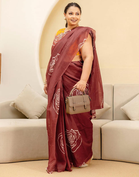 Vasthrlay Chanderi Printed Unstitched Blue Saree
