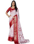 Vasthrlay Womens Printed Unstitched White Saree