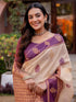 Vasthrlay Shimmer Printed Unstitched Light Green Saree