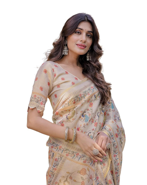 Vasthrlay Handloom Cotton Turquoise Saree