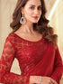 Vasthrlay Womens Georgette Unstitched Red Saree