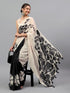 Vasthrlay Off White2 Floral Printed Georgette Saree With White Solid Georgette Unstitched Blouse