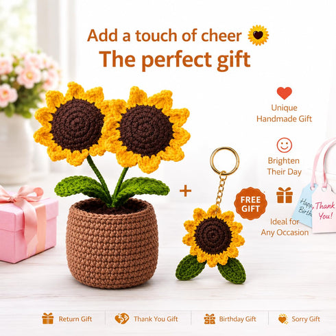 Handmade Crochet Sunflower Pot (350 g)