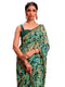 Vasthrlay Chiffon Tassels Unstitched Dark Green Saree