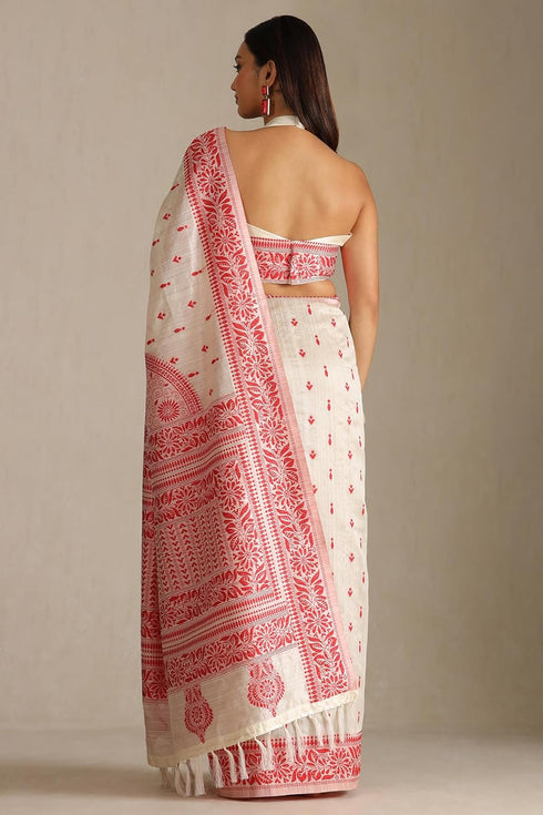 Vasthrlay White Tussar Design