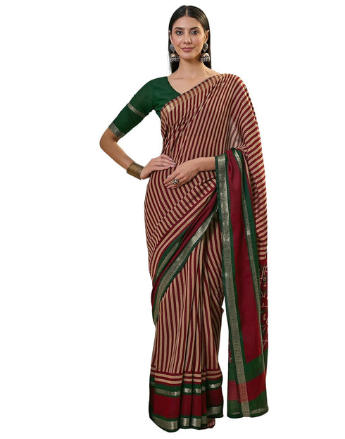 Vasthrlay Printed Weaving Unstitched Maroon Saree