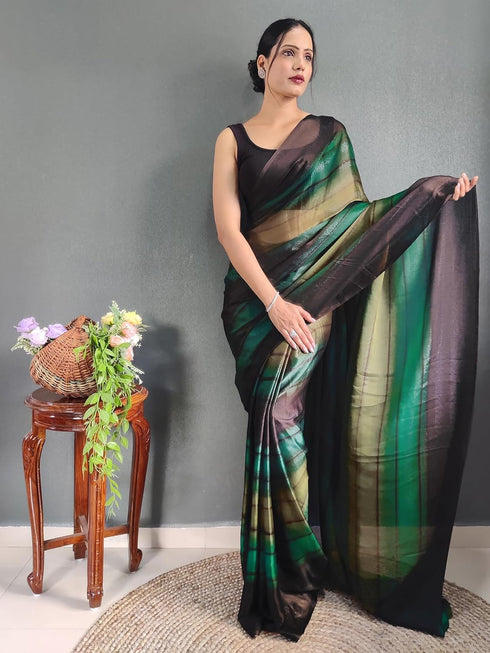 Vasthrlay Womens Georgette Unstitched Brown Saree