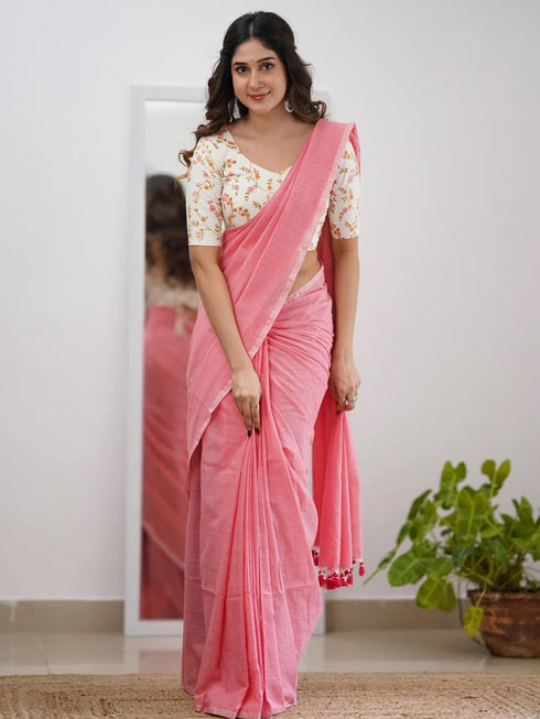 Vasthrlay Handloom Printed Unstitched Purple Ethnic Wear