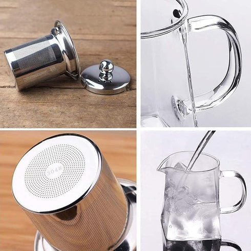 ZROY ENTERPRISE Borosilicate Round Glass Tea Pot