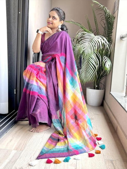 Vasthrlay Multicolor Striped Tassels