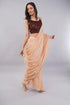 Vasthrlay Beige Plain Cotton Saree With Pocket And Unstitched Blouse Piece