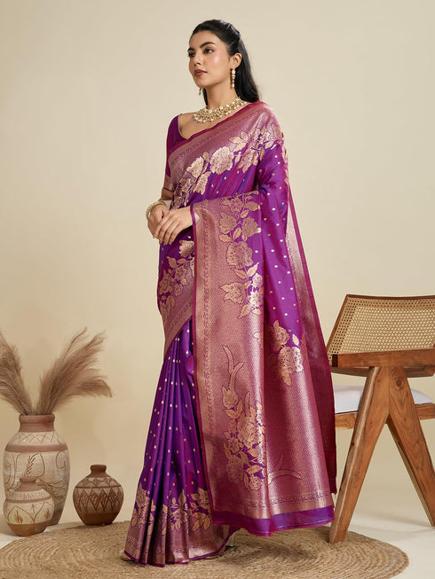Vasthrlay Kanjivaram Wedding Banarasi Weaving Wine Pink