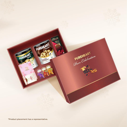 PUREHEART Christmas & New Year Celebration Gift Hamper | Premium Gift Box with Fiery Hot Cashews