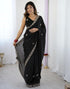Vasthrlay Scalloped Embroidery Unstitched Rani Pink Saree