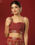 Vasthrlay Georgette Bandhani Dark Green & Maroon Saree With Unstitched Blouse Piece