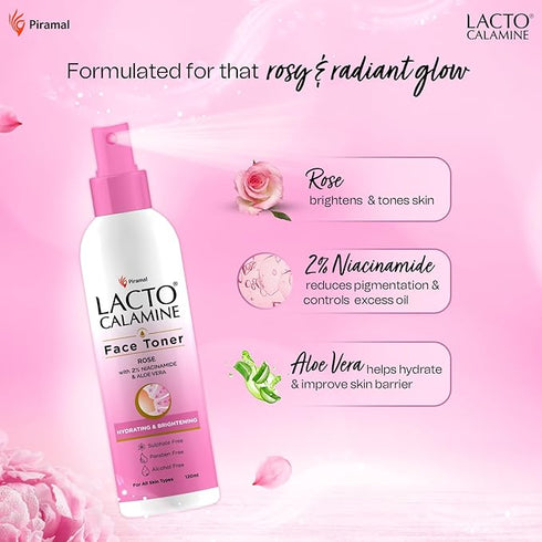 Lacto Calamine Rose Water Toner For Glowing Skin