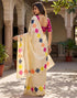Vasthrlay Chanderi Printed Unstitched Beige Saree