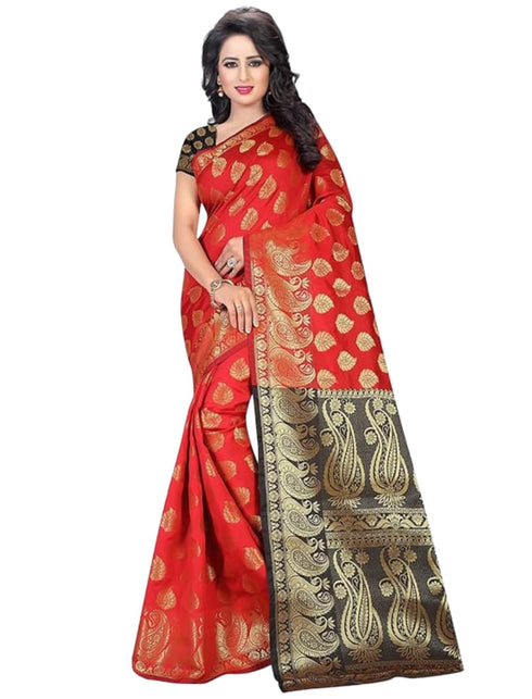 Vasthrlay Banarasi Red Black Ethnic Wear