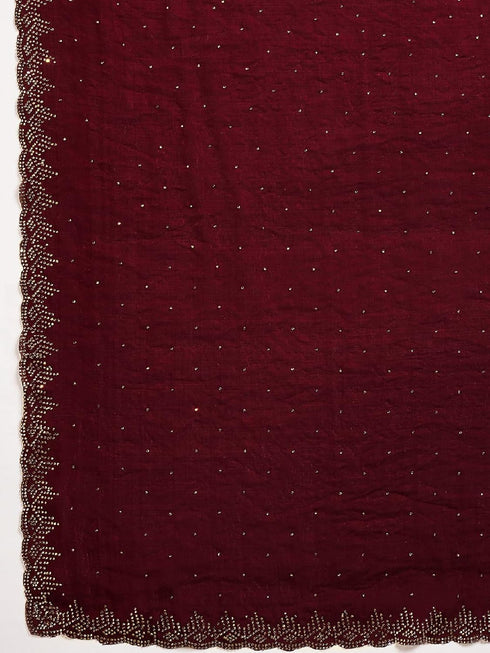 Vasthrlay Georgette Embroidery Dark Saree