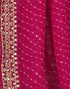 Vasthrlay Georgette Leheriya Dark Pink Saree With Unstitched Blouse Piece