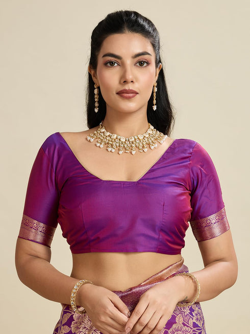 Vasthrlay Kanjivaram Wedding Banarasi Weaving Wine Pink