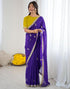 Vasthrlay Scalloped Embroidery Unstitched Dark Green Saree