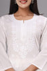 Vasthrlay Women's Chikan Computer Embroidery White Pure Cotton Straight Kurta