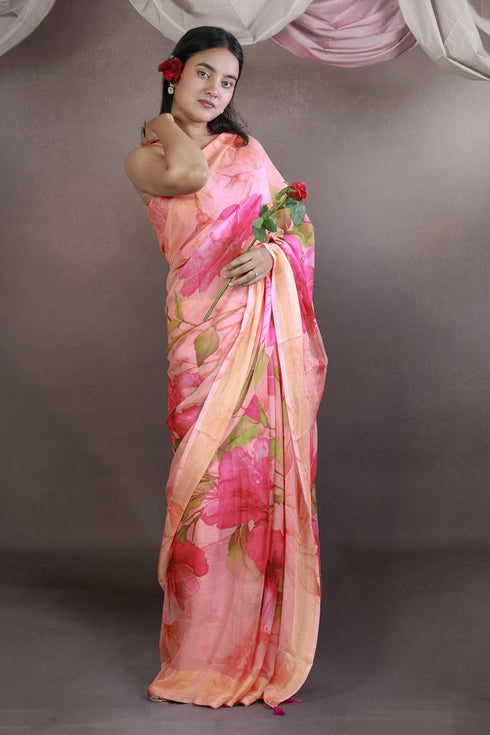 Vasthrlay Fashion Chiffon Geometric Printed Ethnic Wear